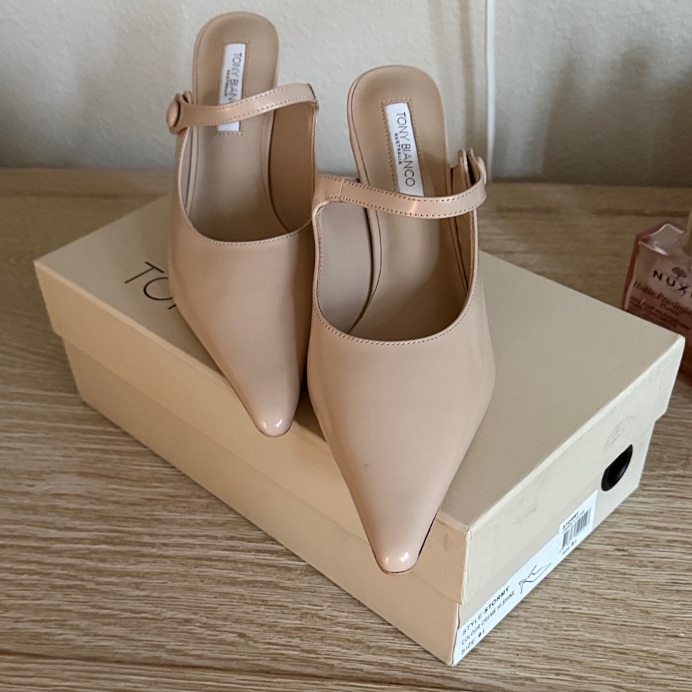 New in box! Tony Bianco StormyWomen's Nude Mules with Strap 6.5